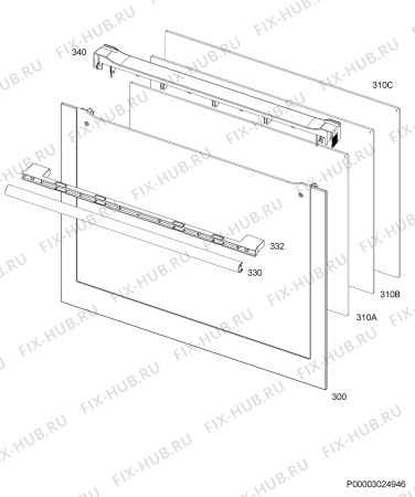 Взрыв-схема плиты (духовки) Aeg Electrolux BP5304001W - Схема узла Door